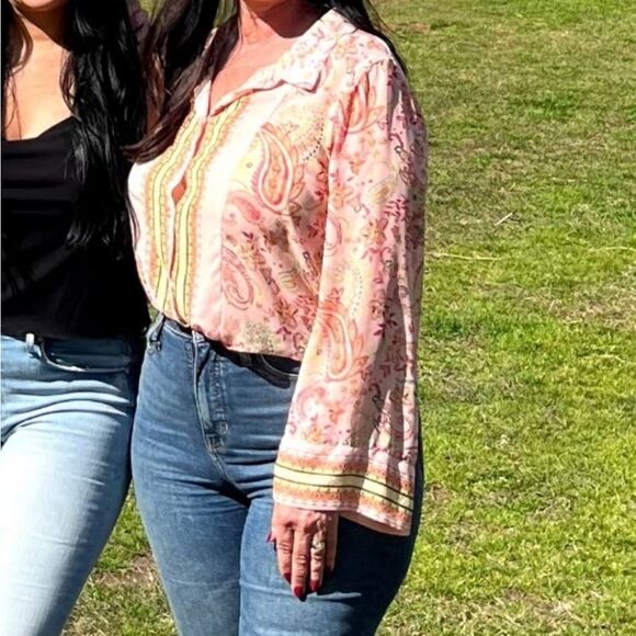 Paisley Print Pink Blouse - Picture 1 of 4